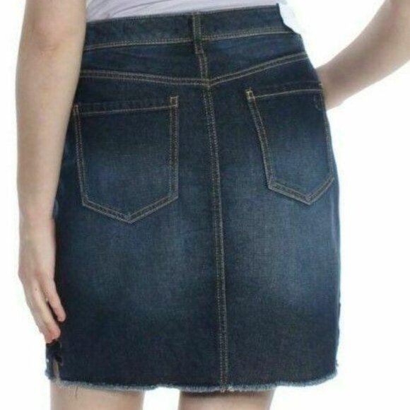 Jessica Simpson Denim Skirt Mini Adorn High Rise Waist Women Sz 29 NEW Dark Wash - Picture 3 of 10